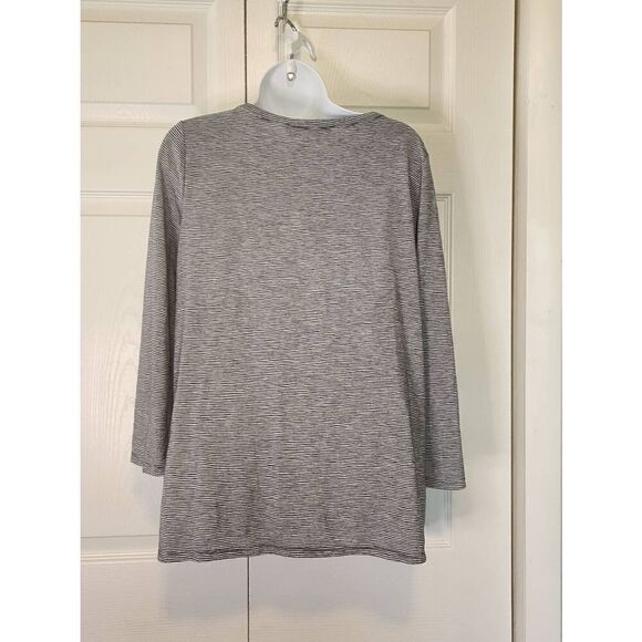 Ann Taylor LOFT Blue and Gray Striped Shirt - Picture 4 of 5